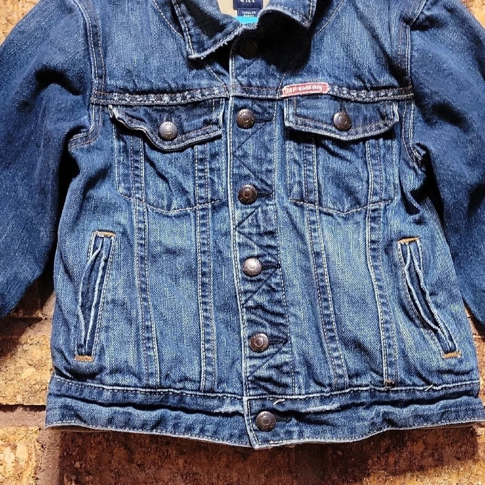 GAP Kids Denim Jacket Distressed  Cotton Size 4 Retro 2007